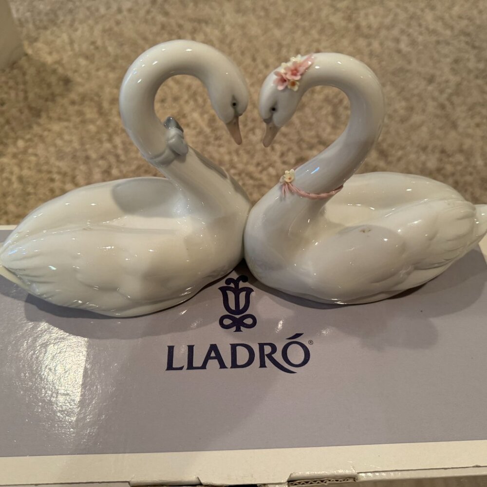 Timeless Lladro Endless Love Swans